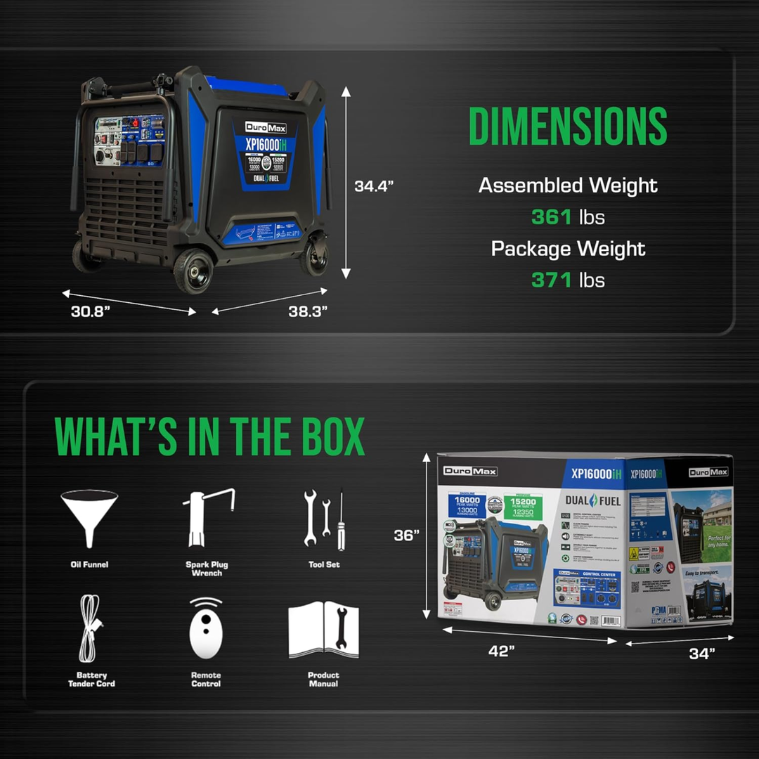 DuroMax XP16000iH 16000 Watt Dual Fuel Portable Digital Inverter Generator - POWER FIT SHOP — Powering Preparedness, Health &amp; Home