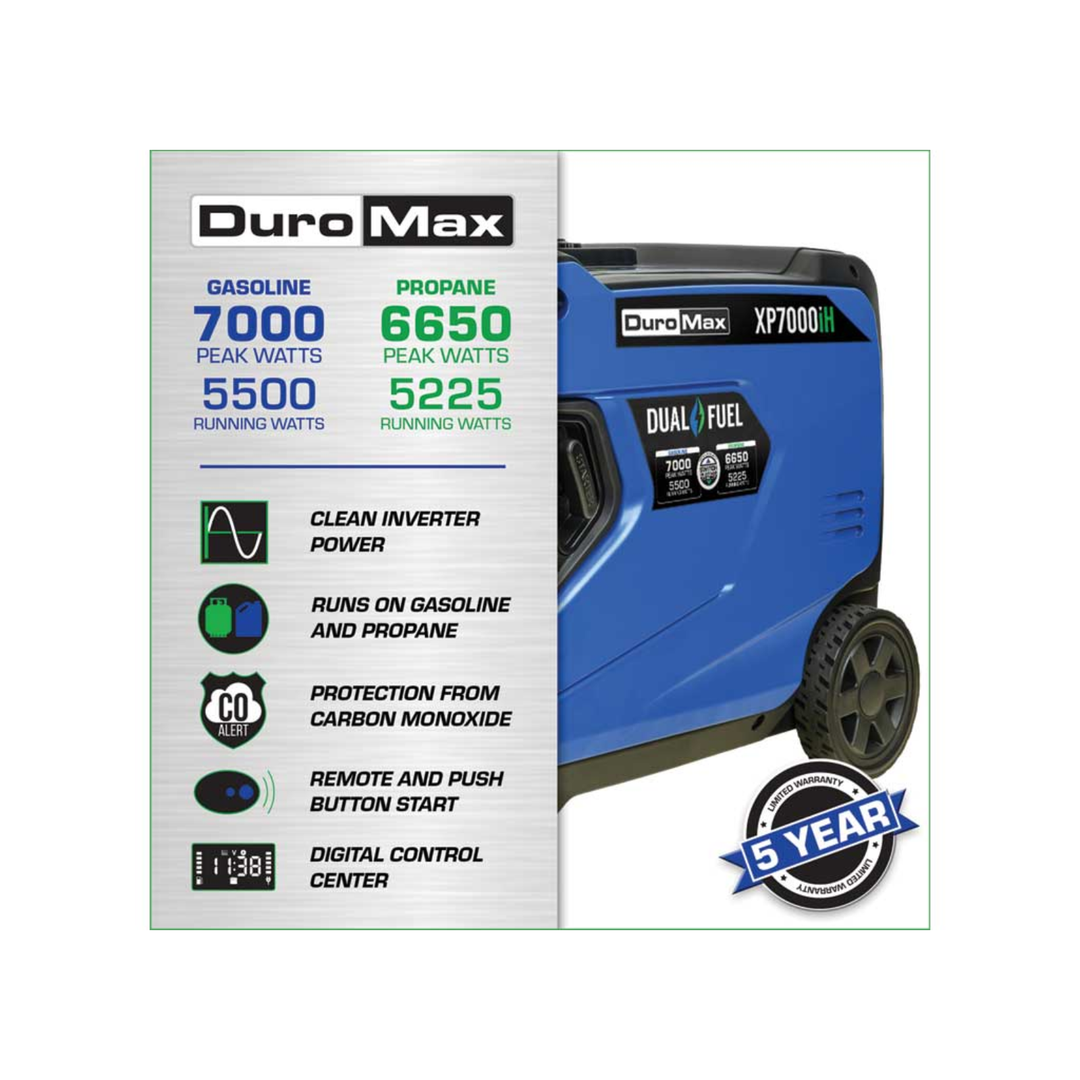 DuroMax XP7000iH 7000 Watt Dual Fuel Portable Inverter Generator Quiet - POWER FIT SHOP — Powering Preparedness, Health &amp; Home