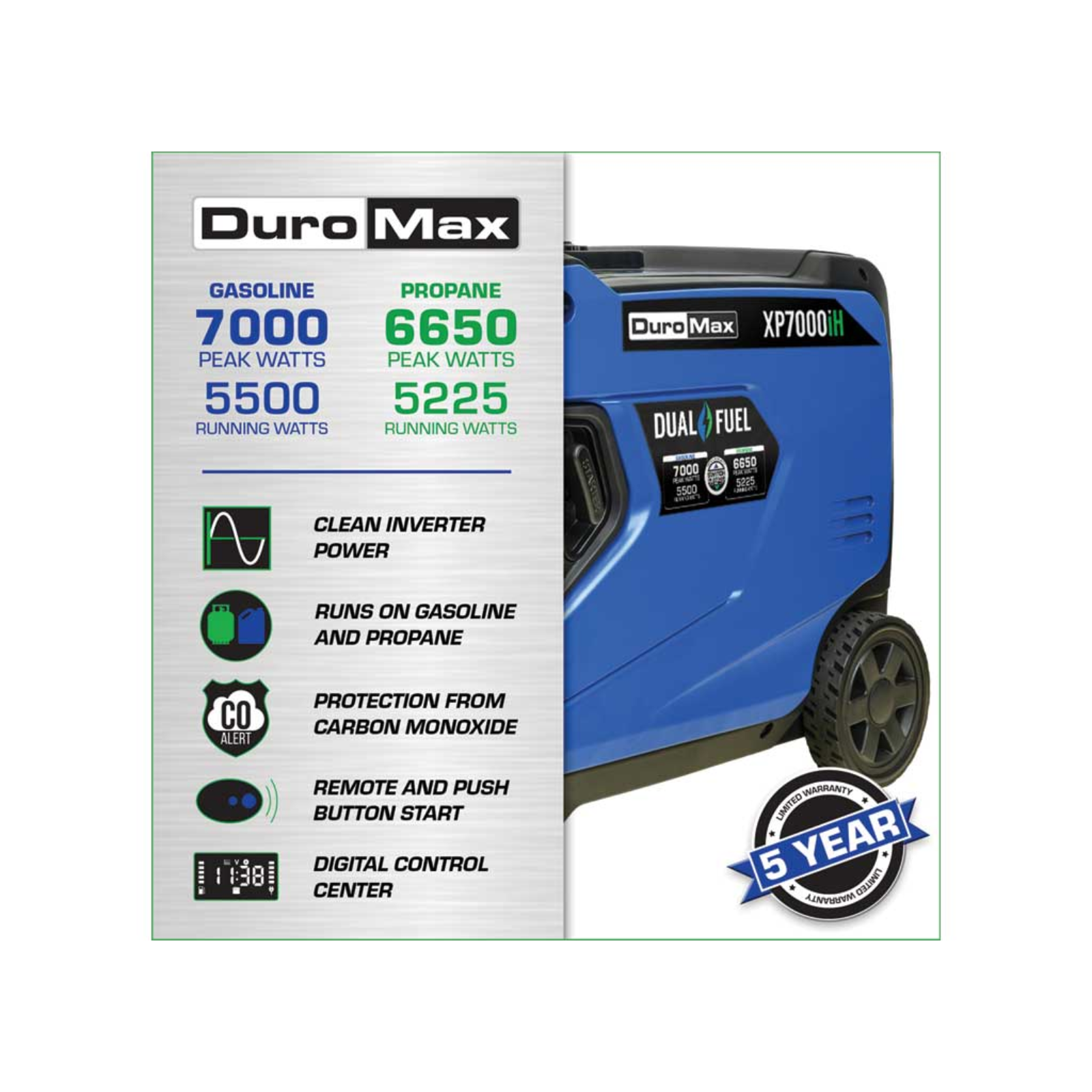 DuroMax XP7000iH 7000 Watt Dual Fuel Portable Inverter Generator Quiet - POWER FIT SHOP — Powering Preparedness, Health & Home