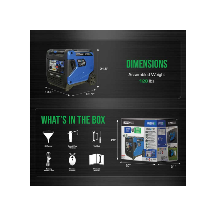 DuroMax XP7000iH 7000 Watt Dual Fuel Portable Inverter Generator Quiet - POWER FIT SHOP — Powering Preparedness, Health &amp; Home