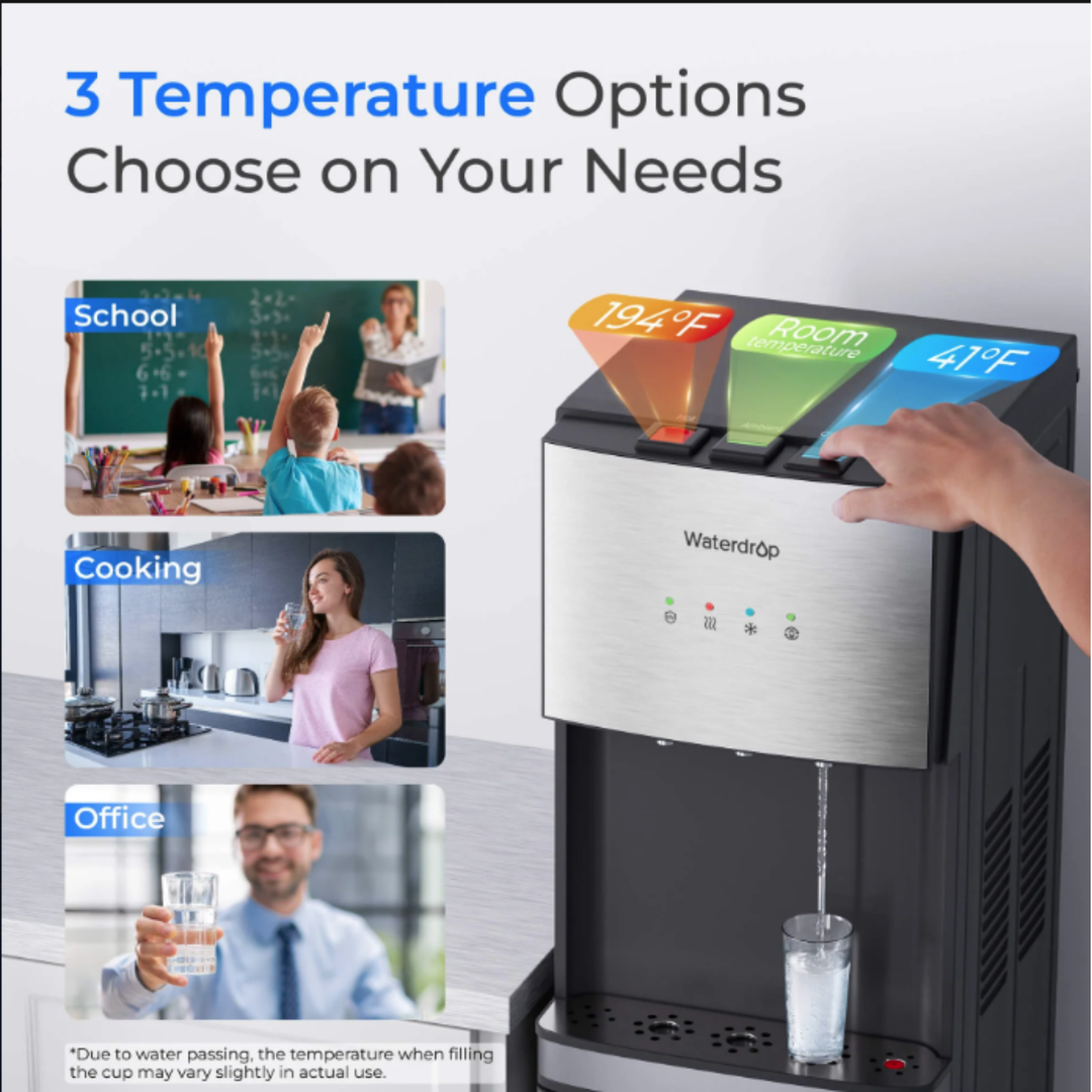 Waterdrop Y1CH Mineral Enhanced RO Bottleless Water Cooler Silver BPA-Free
