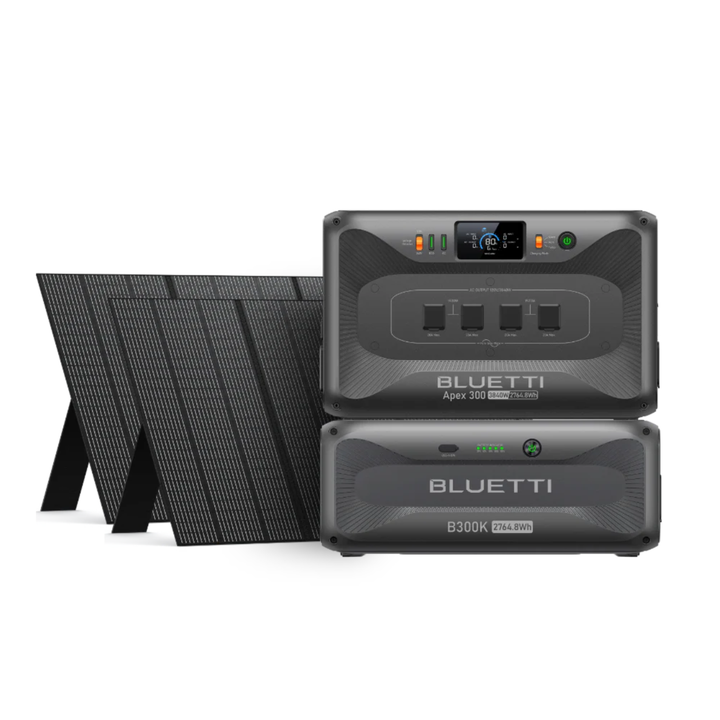 Bluetti Apex 300 Power Station + B300K Battery + QTY 2 OF 350W Solar Panels