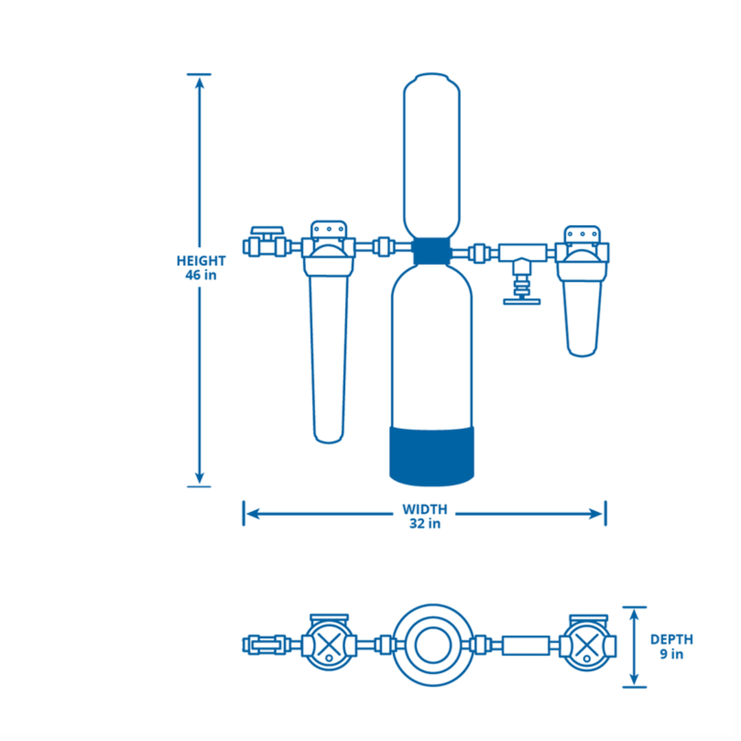Aquasana City Water Whole House Filter System with UV, pre- and post-filters, and installation kit for clean, safe tap water.