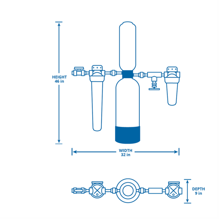 Aquasana City Water Whole House Filter System with UV, pre- and post-filters, and installation kit for clean, safe tap water.