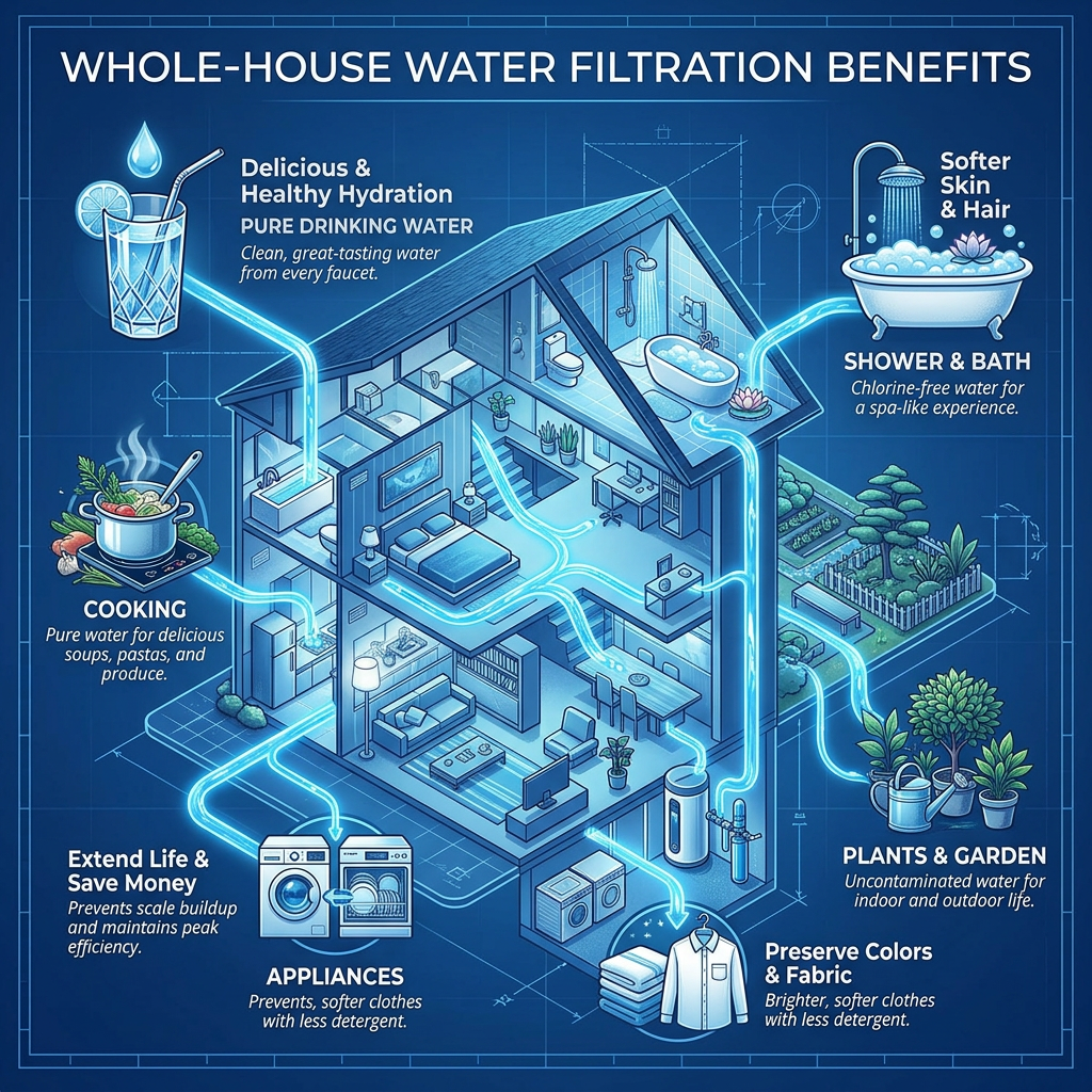Aquasana Whole House City Water Filtration + Salt-Free Conditioner + UV Light