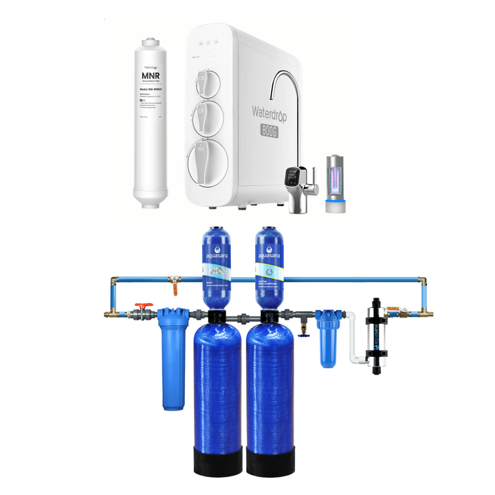 Aquasana City Water Filtration + Salt-Free + UV + Post  &amp; Pre-Filter + Install Kit With Waterdrop RO System G3P800 Filtration