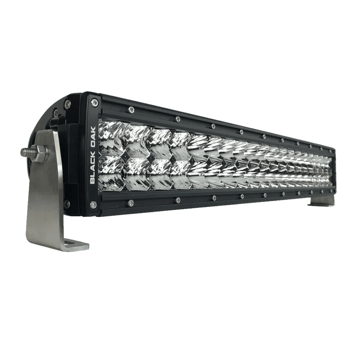 Black Oak LED 20-inch light bar with curved double-row optic, black housing, 5W LED combo for off-road or vehicle lighting.