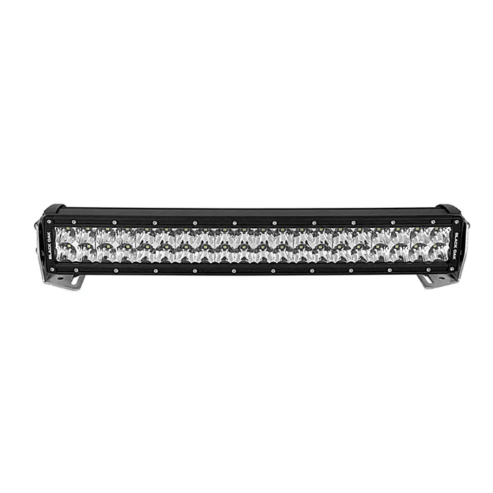 Black Oak LED 20-inch curved double-row light bar with 5W combo optics and black housing, designed for enhanced vehicle lighting.