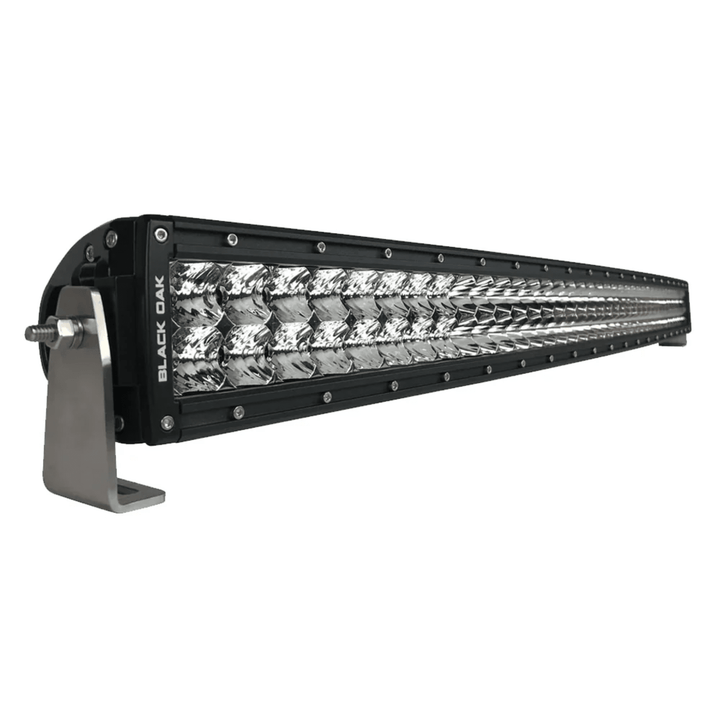 Black Oak LED 40-inch light bar with curved double-row design, black housing, optic combo, and 5W LEDs for off-road lighting.