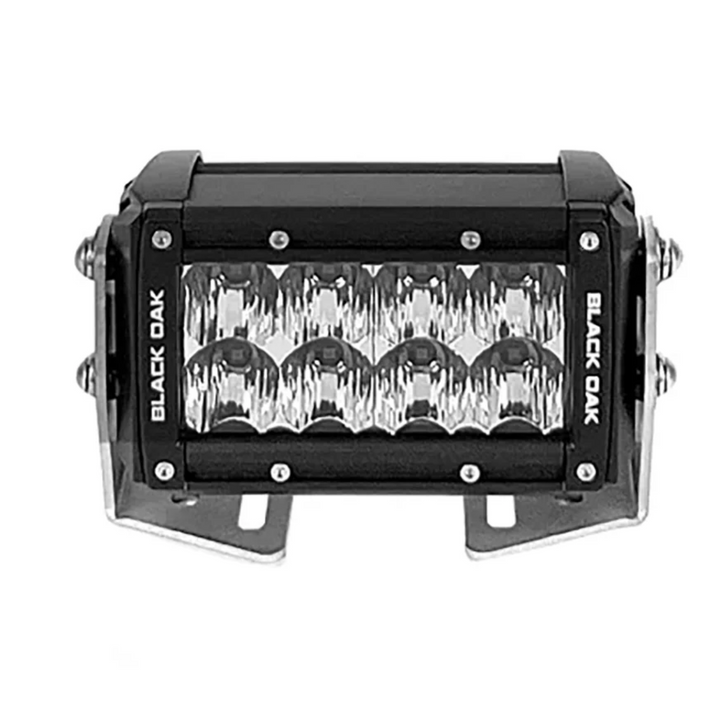 Black Oak LED Pro Series 3.0 Double Row 4" Light Bar Flood Optics Black Housing
