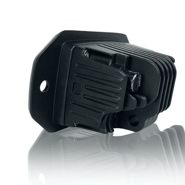 Black Oak LED 2-inch black marine flush mount spreader light with black housing, designed for durable underwater or boat lighting.