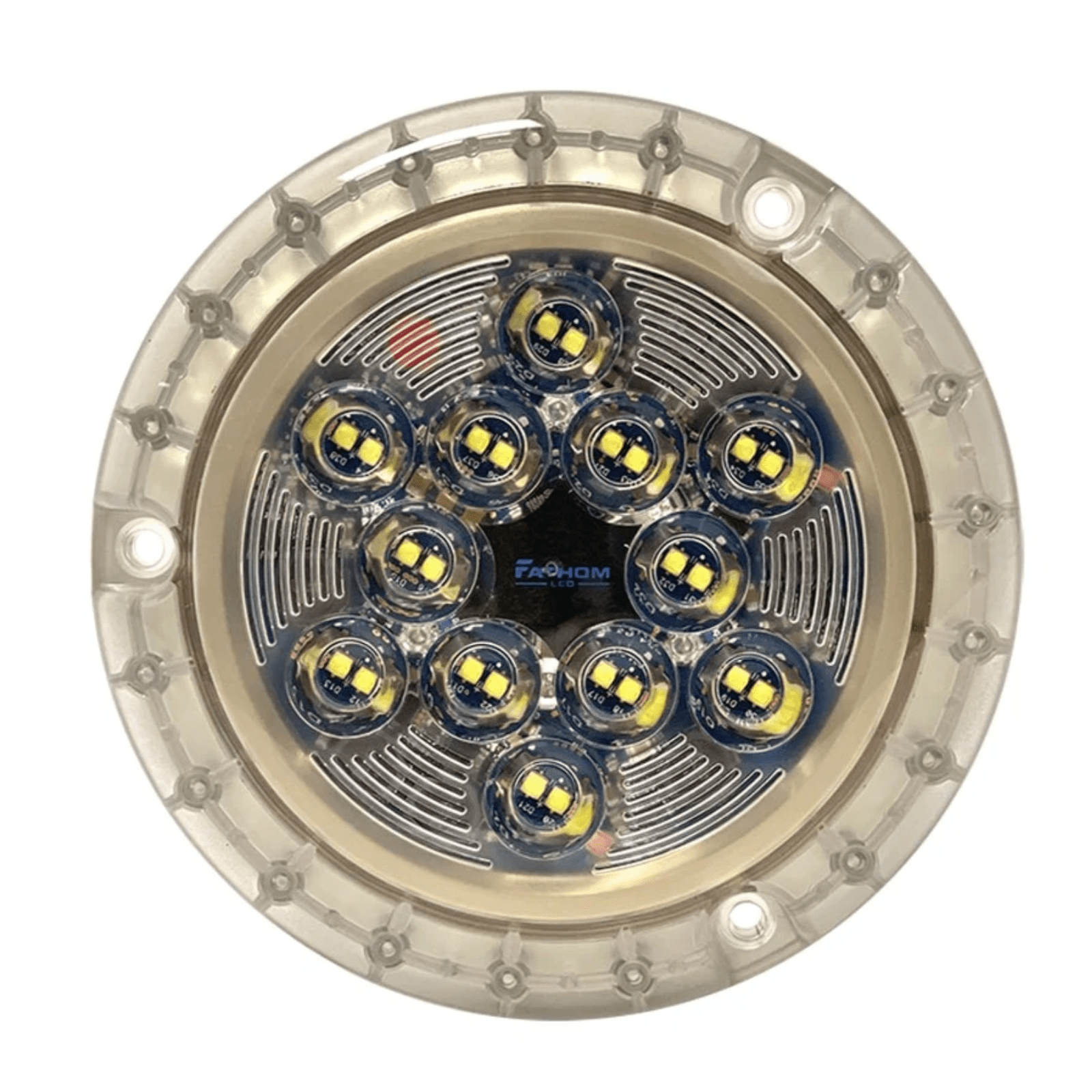 Black Oak LED Fathom FL24 underwater LED light in blue, marine lighting for underwater illumination and aquatic environments.