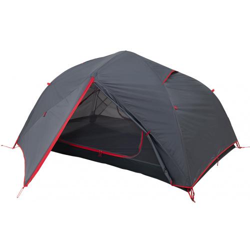 Chattanooga Alps Mountaineering Helix 2-person lightweight backpacking camping tent set up outdoors with rainfly and mesh windows