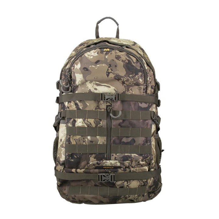 Chattanooga Muddy Pro 1300 Pack outdoor backpack in Veil Canyon Grey with rain cover, rugged design for outdoor adventures.