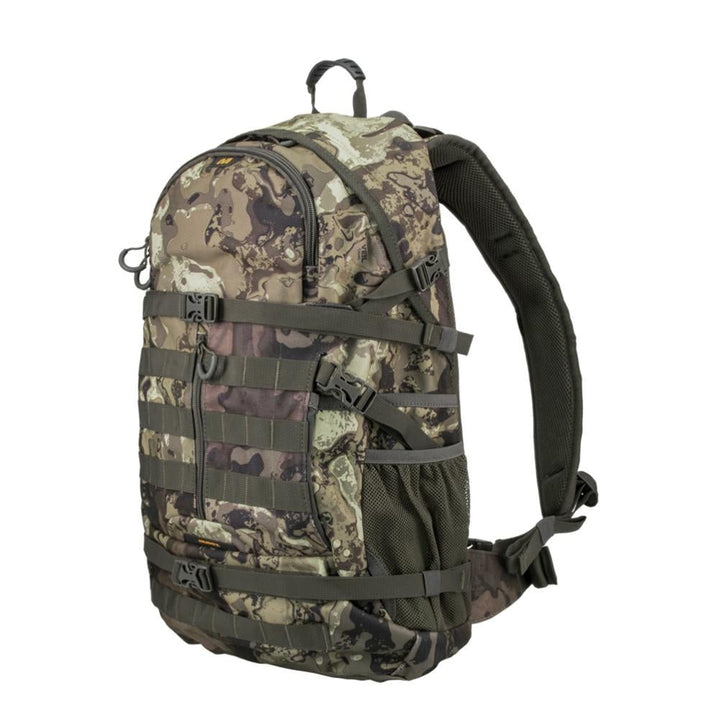 Chattanooga Muddy Pro 1300 Pack outdoor backpack in Veil Canyon Grey with rain cover and multiple compartments for hiking and outdoor adventures.