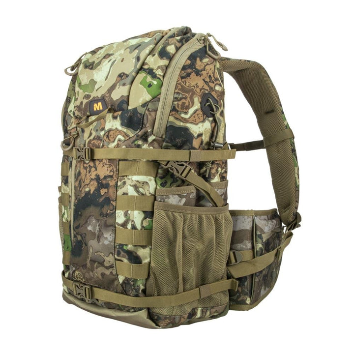 Chattanooga Muddy Pro 1500 Pack Veil Canyon hybrid outdoor backpack with rain cover, featuring multiple compartments and adjustable straps.