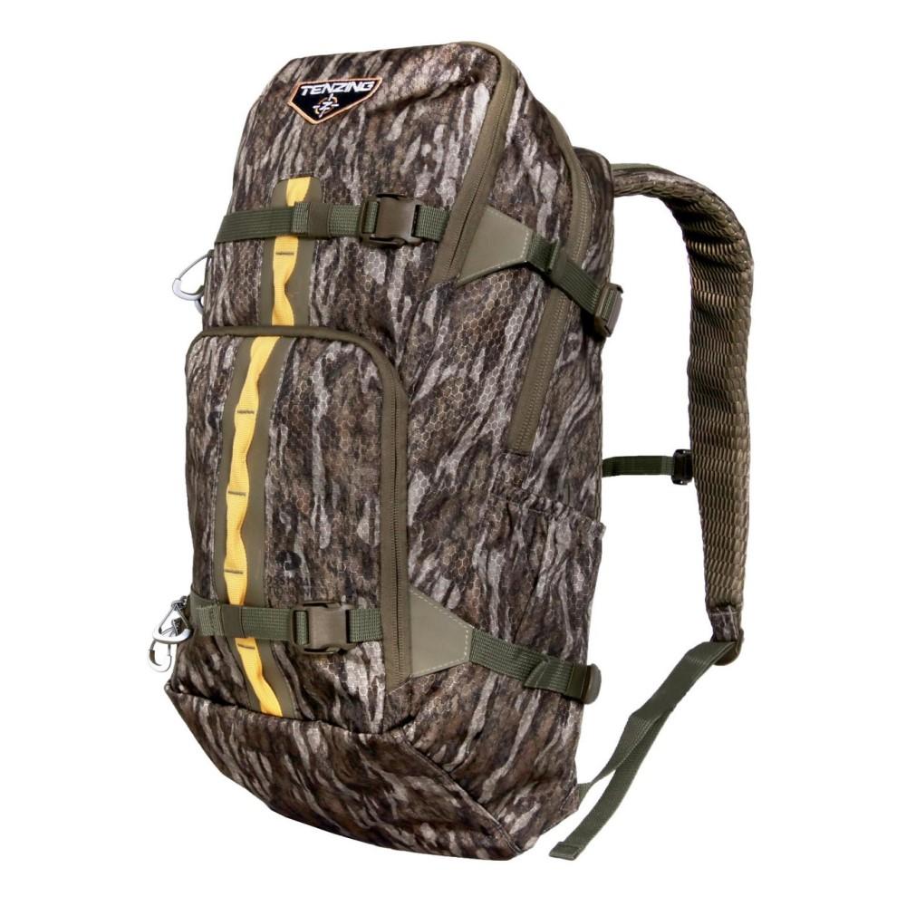 Chattanooga Tenzing 1200 Mossy Oak Bottomland backpack for outdoor hiking, featuring durable fabric and multiple compartments.
