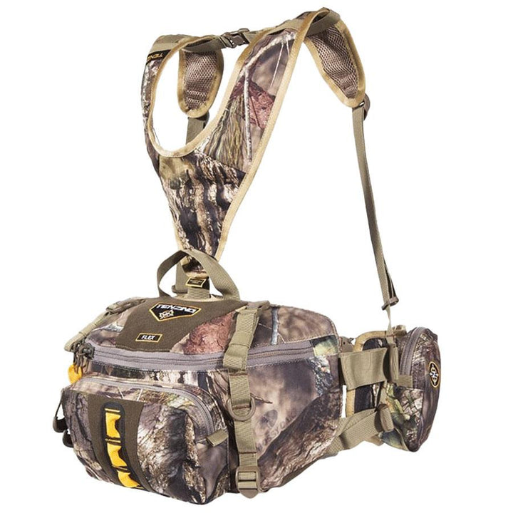 Chattanooga Tenzing Flex lumbar pack in Mossy Oak Breakup Country camouflage, durable outdoor hiking backpack with multiple compartments.