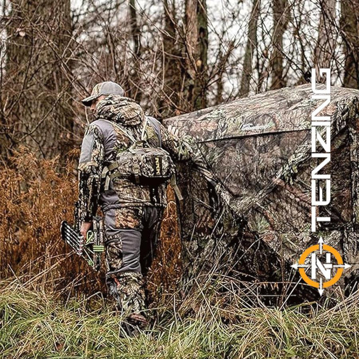 Chattanooga Tenzing Flex lumbar pack in Mossy Oak Breakup Country camo, durable outdoor hiking backpack with adjustable straps.