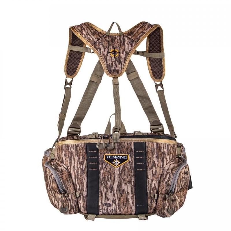 Chattanooga Tenzing Hangtime Lumbar Pack in camo, durable outdoor waist bag with multiple compartments for hiking and camping gear.