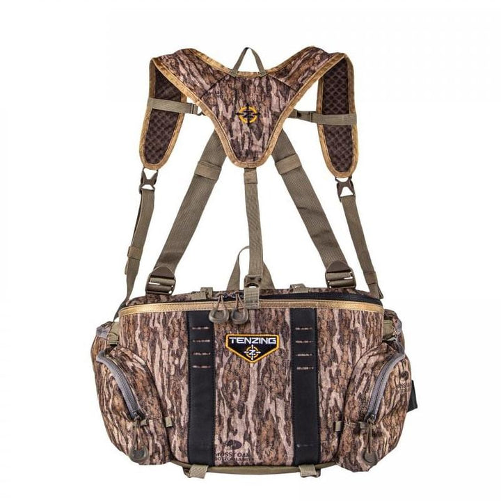 Chattanooga Tenzing Hangtime Lumbar Pack in camo, durable outdoor waist bag with multiple compartments for hiking and camping gear.