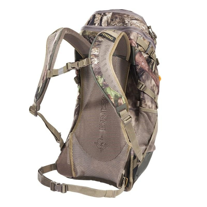 Chattanooga Tenzing Rambler Day Pack backpack in Mossy Oak Breakup Country camouflage, durable outdoor bag with multiple compartments.