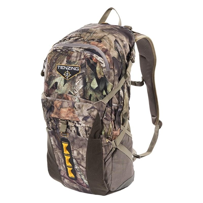 Chattanooga Tenzing Voyager camo day pack backpack for outdoor hiking and camping, durable gear bag with multiple compartments.