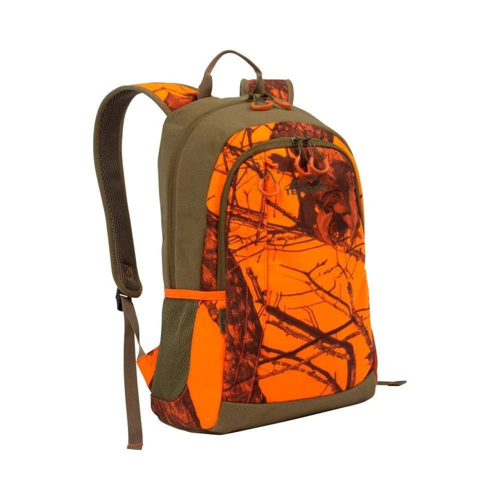 Chattanooga Allen Company Terrain Backpack Daypack in Mossy Oak Break-Up Blaze camouflage, lightweight and durable for outdoor use.
