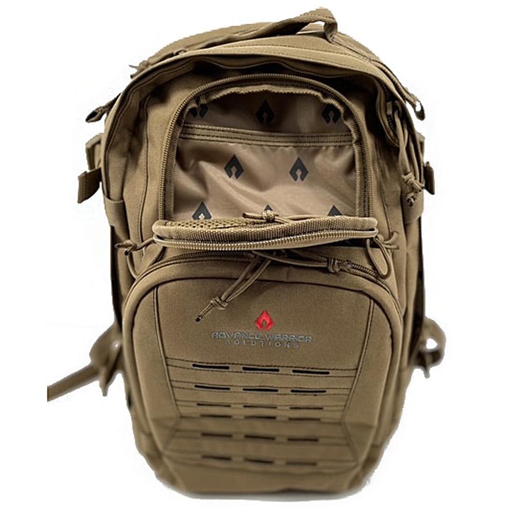 Chattanooga Advance Warrior Solutions SPEAR 3-Day Backpack in tan and black with multiple compartments and padded straps.