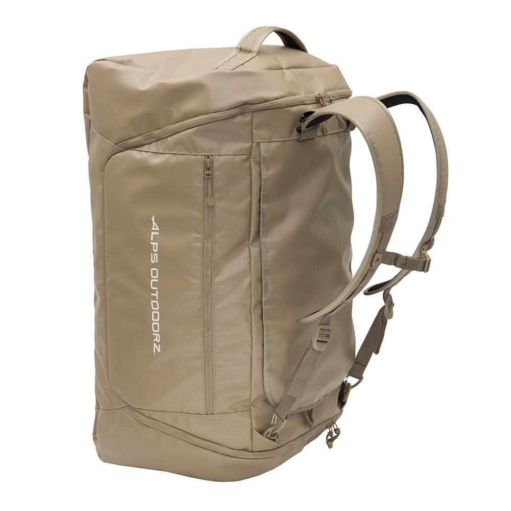 Chattanooga Alps Outdoors Refuge Duffel Bag 110L in tan, durable travel gear storage with sturdy handles and spacious design.