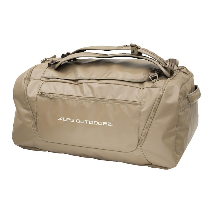 Chattanooga Alps Outdoors Refuge 40L tan duffel bag made of durable material for travel and storage.