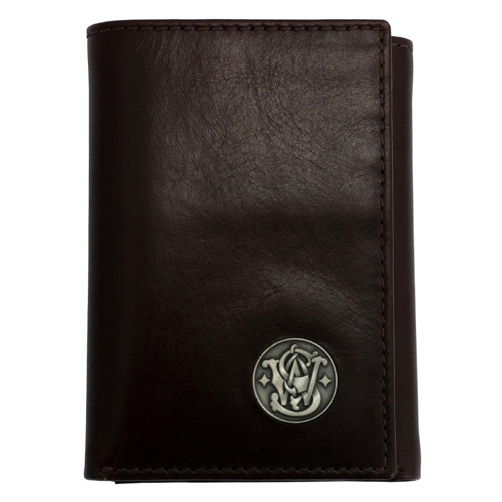 S&W Tri - Fold Wallet Brown Top Grain Leather Durable Compact RFID Protection - POWER FIT SHOP — Powering Preparedness, Health & Home