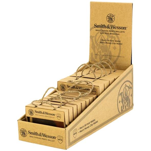 S&W Waxed Canvas Leather Wallets Display Durable Stylish Compact Organizer 12pcs - POWER FIT SHOP — Powering Preparedness, Health & Home