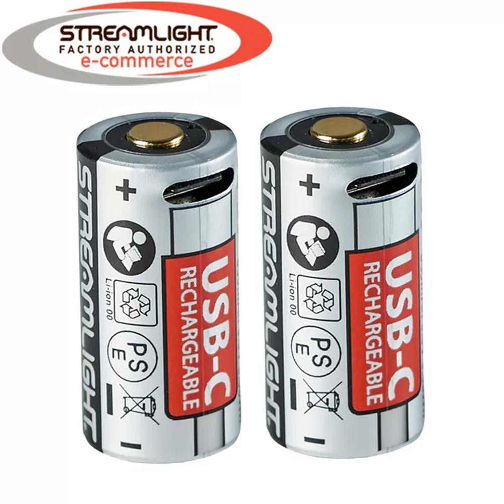 Two Chattanooga Streamlight SLB9 USB-C rechargeable batteries, compact and portable power packs for device charging.