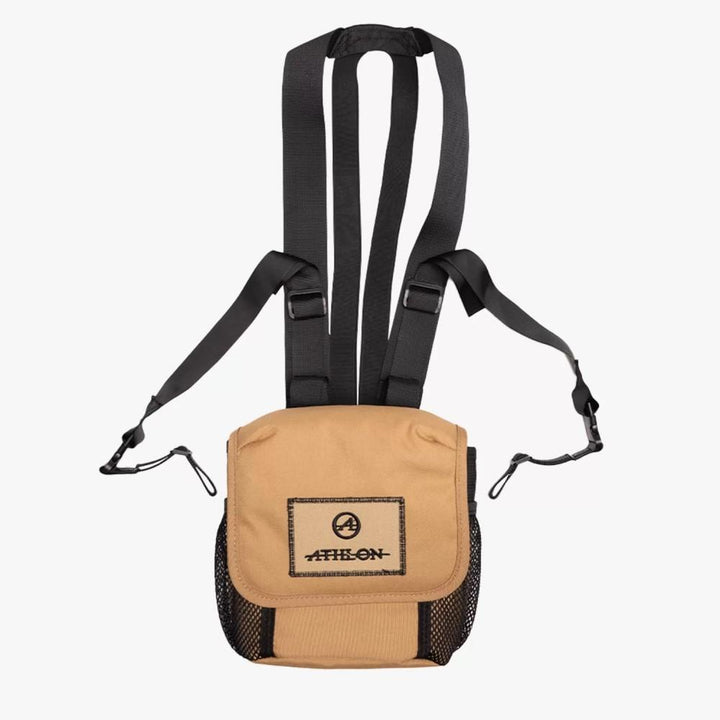 Chattanooga Athlon binocular harness in compact tan, adjustable outdoor accessory with padded comfort for secure binocular carrying.