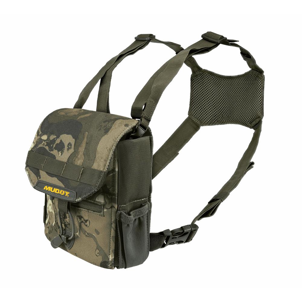 Chattanooga Muddy Pro Series binocular harness in Veil Canyon Grey, lightweight and durable outdoor gear with padded straps and secure fit.
