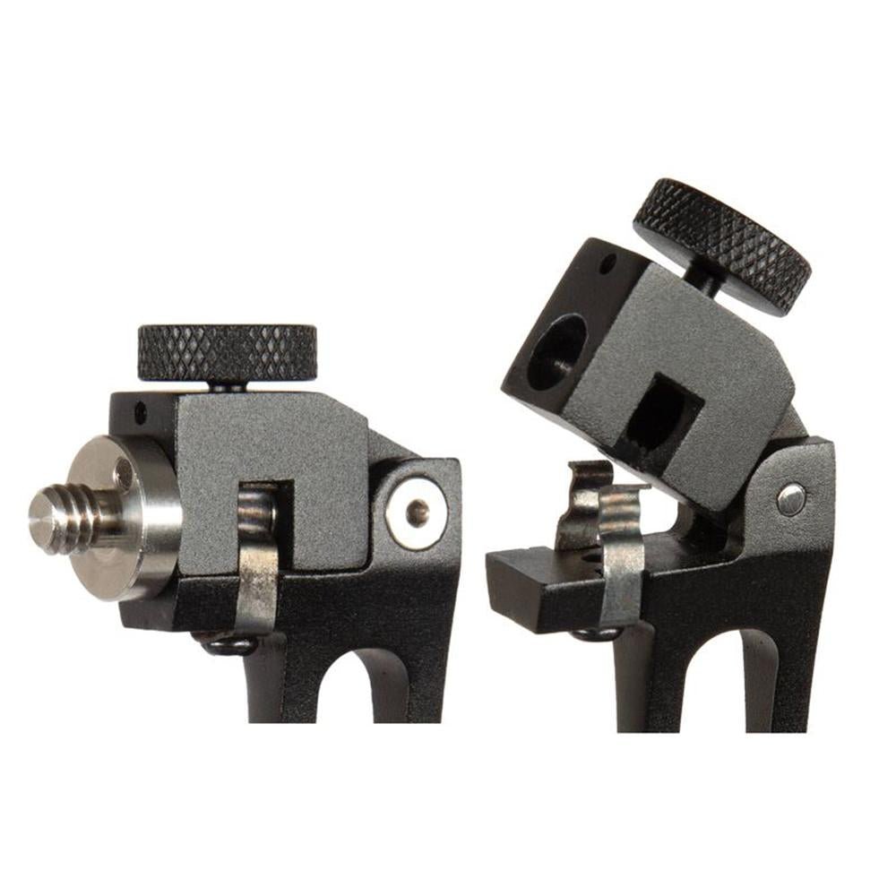 Chattanooga quick release bino tripod adaptor attached to binoculars in durable outdoor gear case for stable viewing.