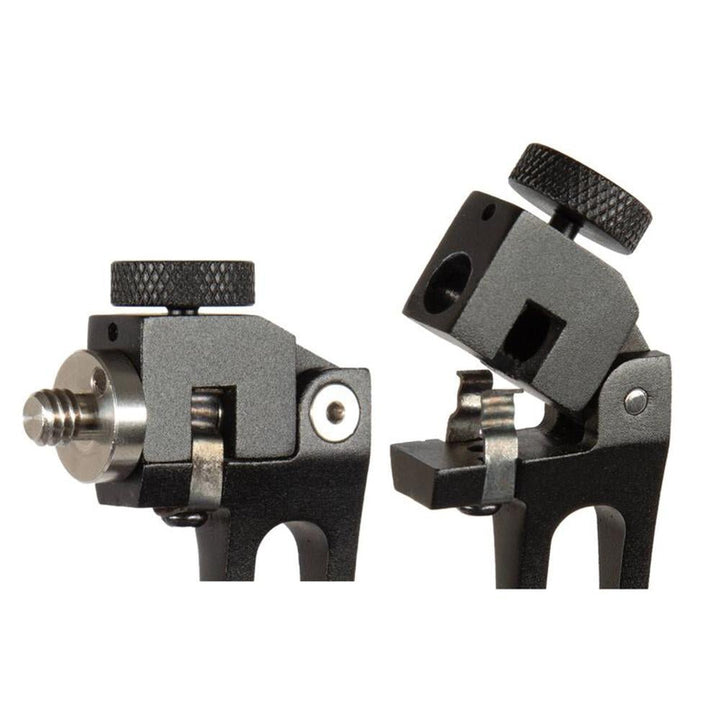 Chattanooga quick release bino tripod adaptor attached to binoculars in durable outdoor gear case for stable viewing.