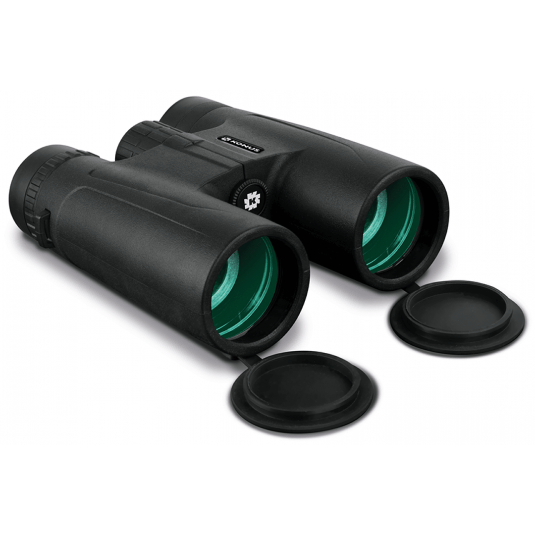 Chattanooga Konus Compact Binocular 10x42mm with black rubber coating, roof prism, fully coated lenses, and ergonomic design.