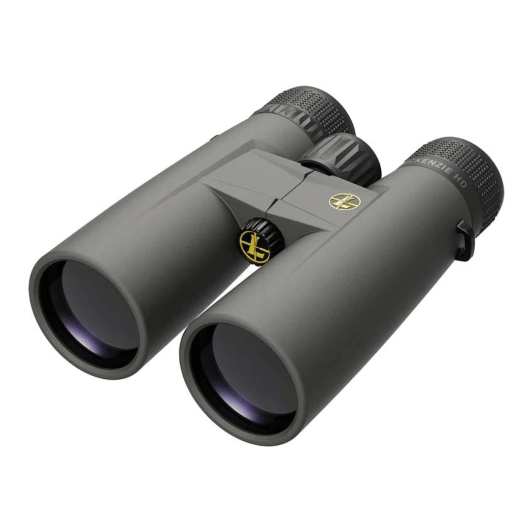 Chattanooga Leupold BX-1 McKenzie 10x50mm binoculars in shadow gray, showing the compact design and textured grip.