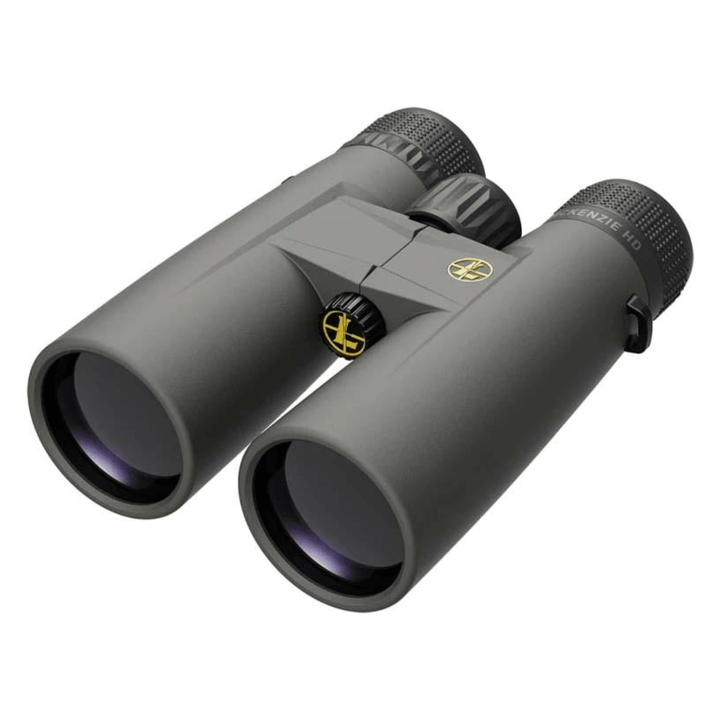 Chattanooga Leupold BX-1 McKenzie binocular with 12x50mm lenses and harness, in shadow gray color, for outdoor viewing.