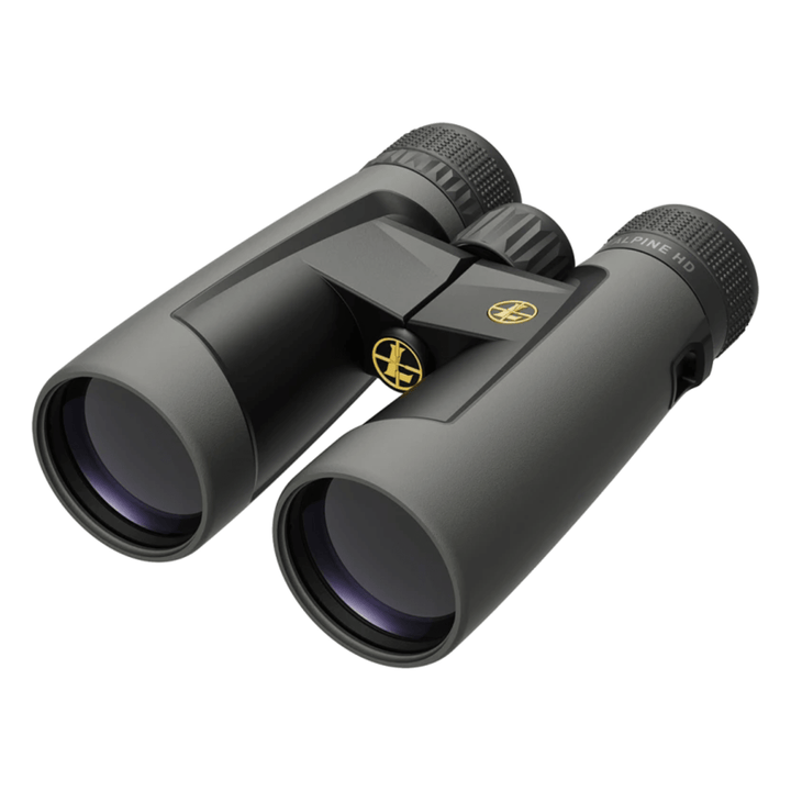 Chattanooga Leupold BX-2 Alpine HD binoculars with 12x52mm lenses and gray roof design, including harness for outdoor viewing.
