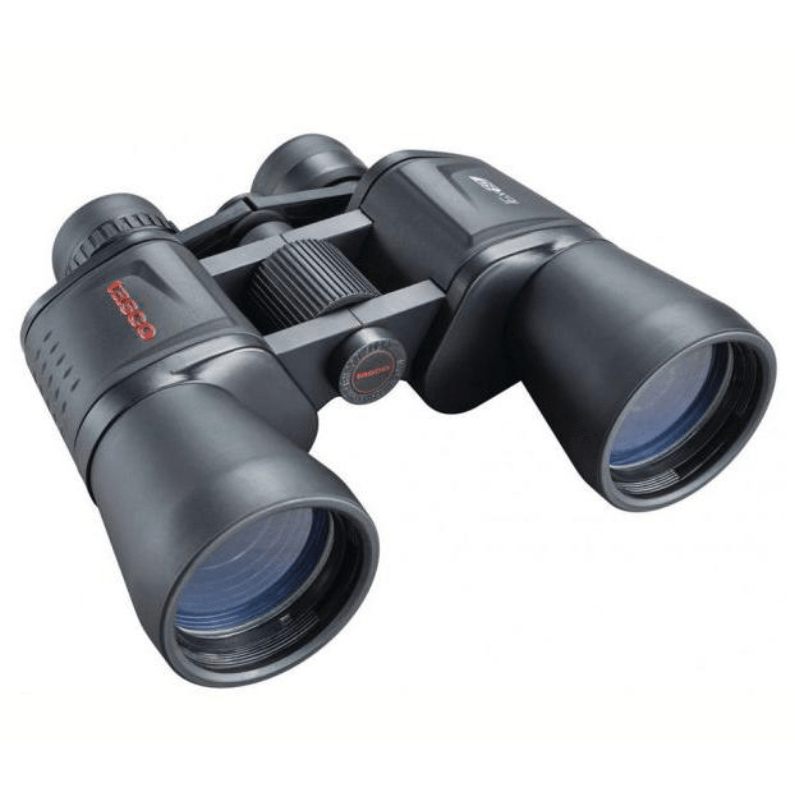 Chattanooga Tasco Essentials 16x50mm Porro binoculars in black with MC box, showing the binoculars with 16x magnification and 204 ft field of view