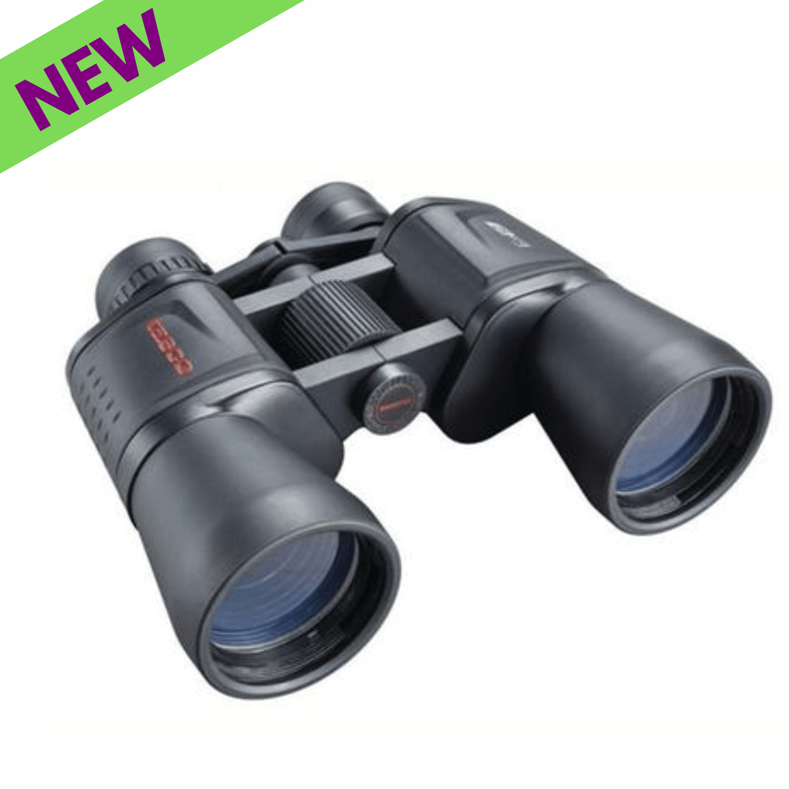 Chattanooga Tasco Essentials 16x50mm Porro binoculars in black with case, offering 204 ft field of view for outdoor viewing.