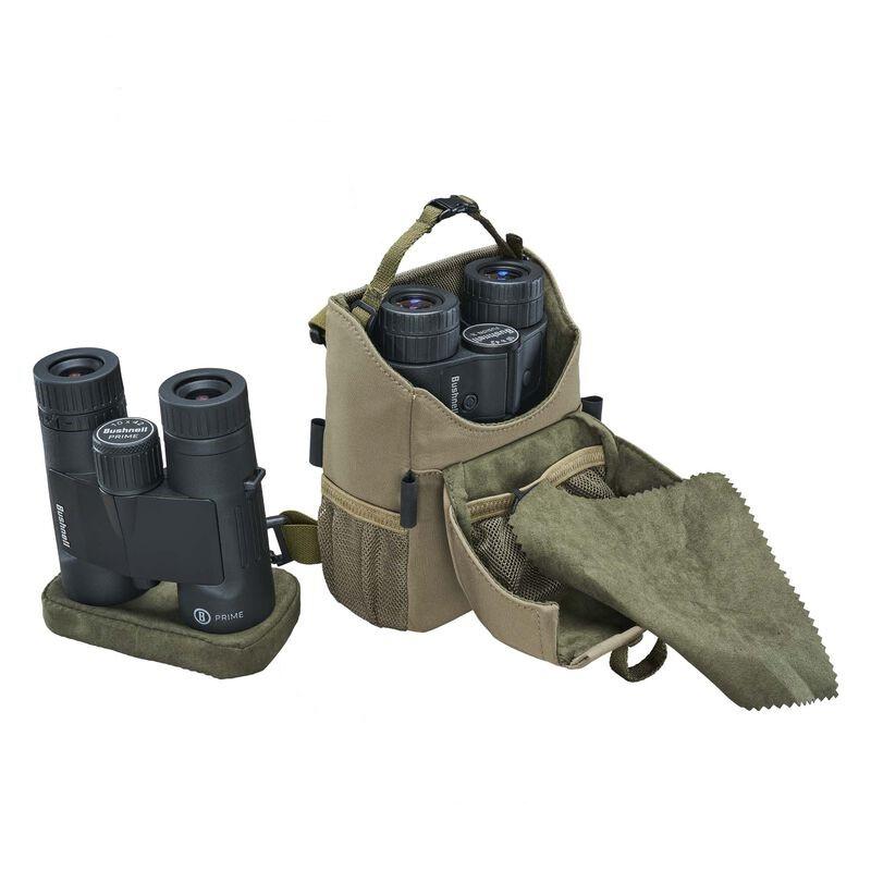 Chattanooga Vault Binocular Pack in Slate Green with magnetic card, designed for carrying and protecting binoculars.