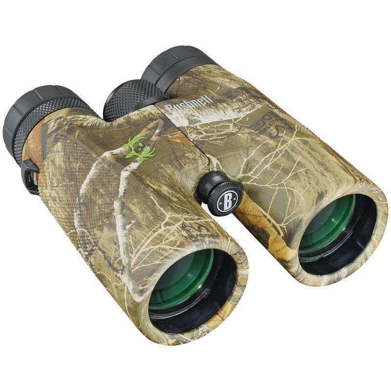Chattanooga Powerview 10x42mm Real Tree Edge Bone Collector binoculars showing detailed view of the binoculars with camouflage design