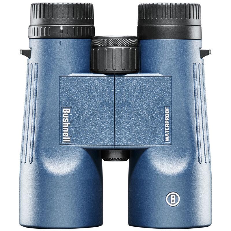 Chattanooga Bushnell 10x42mm dark blue waterproof roof prism binoculars with twist-up eyecups, shown in a box.
