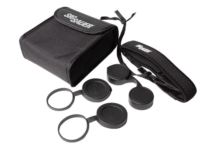 Chattanooga Sig Buckmasters 10x42mm binoculars with durable black body and large objective lenses for outdoor wildlife viewing.
