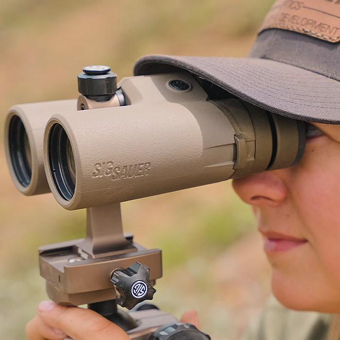 Chattanooga Sig ZULU8 HDX binoculars with 10x42mm lenses, showcasing durable design and high magnification for outdoor viewing.