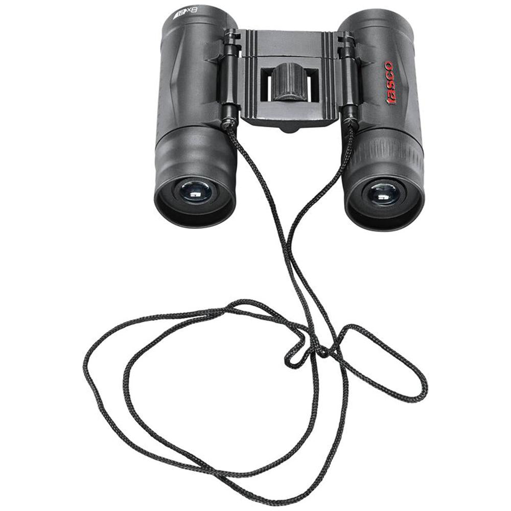 Chattanooga Tasco Essentials 8x21mm compact black roof binoculars with fully coated optics for clear viewing.